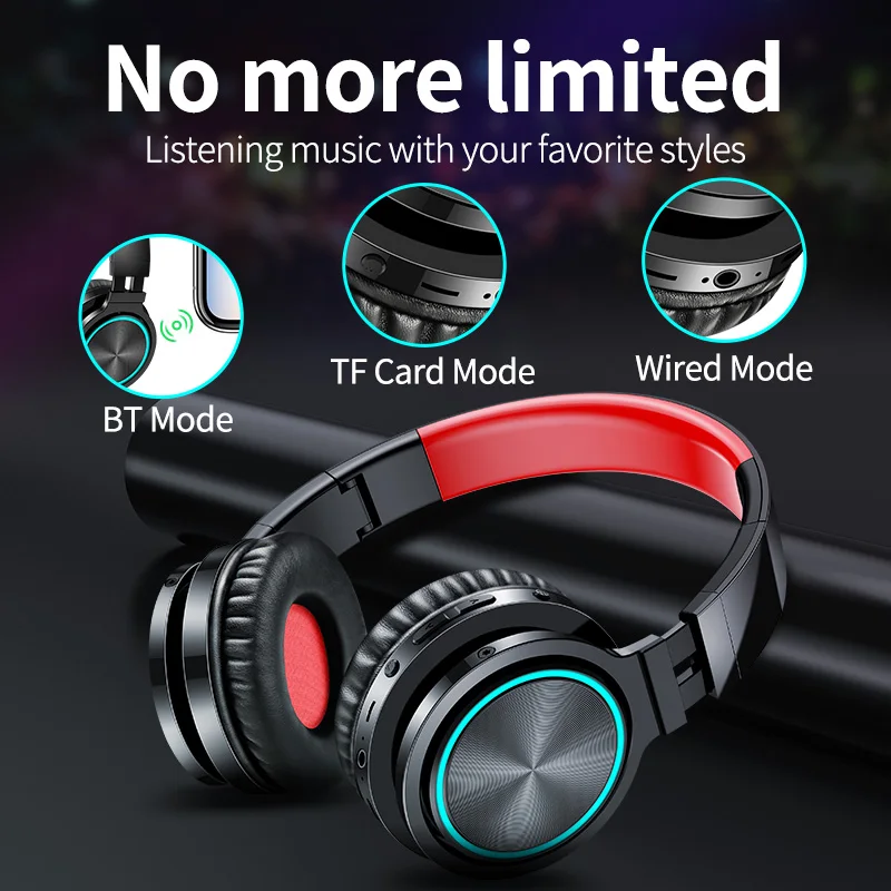 B12 Bezdrôtové Slúchadlá Bluetooth 5.0 Slúchadlá 36H čas na hru s 7 Farebné Led Svetlo Supoort TF karty Headset pre telefón, Pc