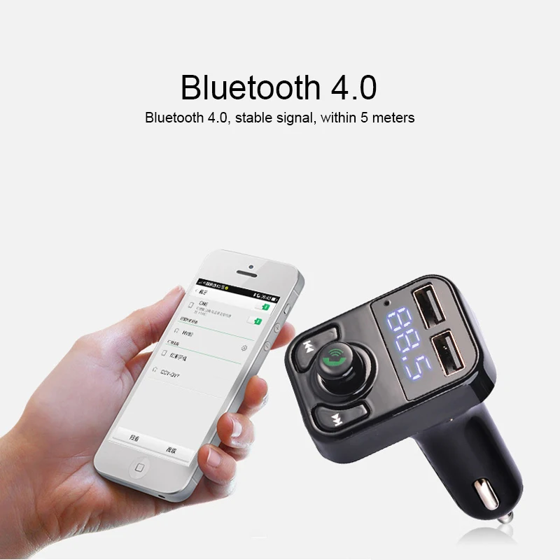 B3 Bluetooth 4.0, Automobilová Súprava Handsfree do Auta, FM Vysielač, MP3 Audio Prehrávač USB Nabíjačku NA
