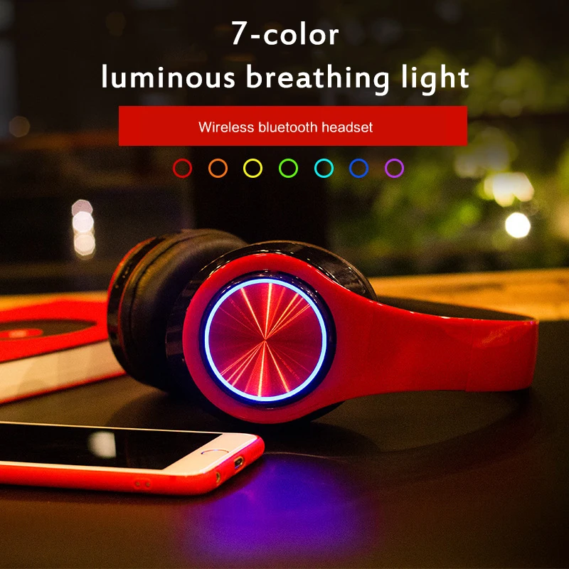 B39 Hlava-montáž Bezdrôtového pripojenia Bluetooth 5.0 Slúchadlá HiFi Stereo Bass Potlačením Hluku Ucho-hák Slúchadlá Sedem-farebné LED Svetlo