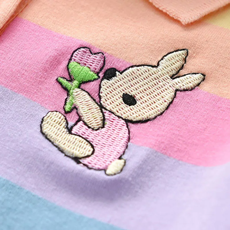 Baby Dievčatá Bunny Dekorácie Šaty Nové Dievčatko Rainbow Krátky Rukáv Princezná Dievčatá Bežné Šaty 2020