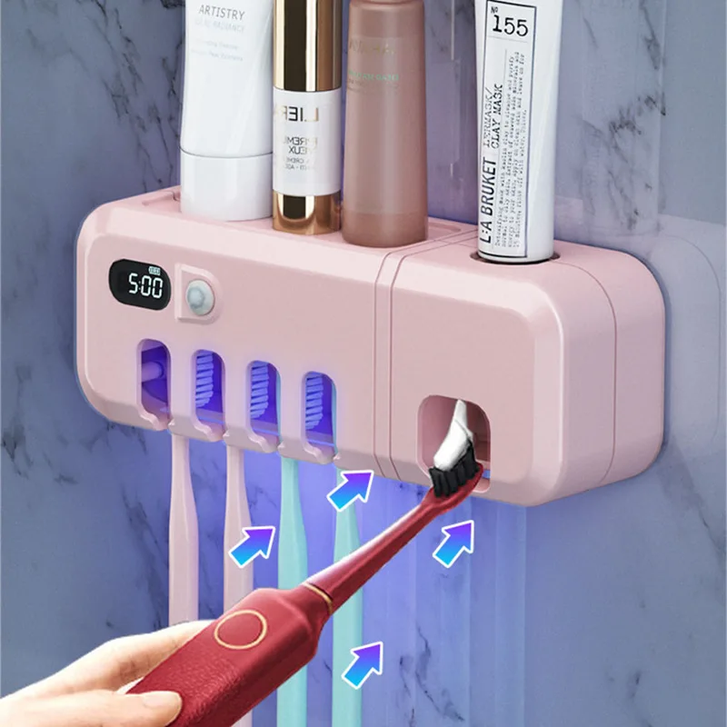 BAISPO Dvojité Sterilizácia Elektrická zubná Kefka Držiteľ Silné nosné zubná pasta Zásobník Smart Display Vaňa Príslušenstvo