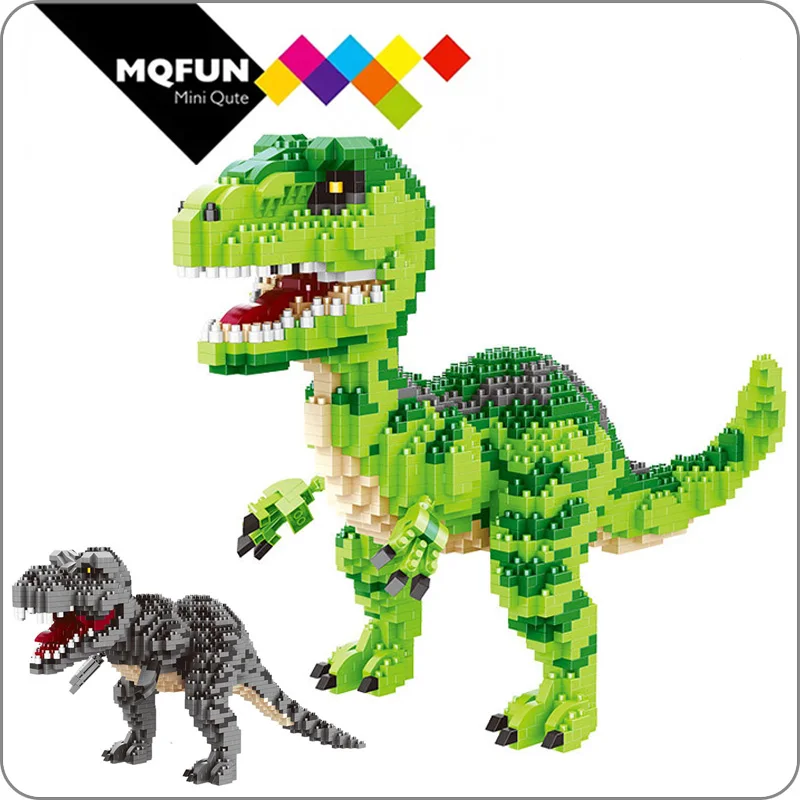 Balody 1457pcs+ Mini Bloky Zelený Dinosaurus Dragon zvierat Budovy Hračka Tyrannosaurus Model Park Obrázok Hračky pre Deti, Darčeky