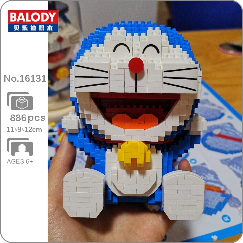 Balody 16131 Anime Doraemon Mačka Robot Sedieť Zviera 3D Model 886pcs DIY Mini Diamond Kvádre, Tehly, Budova Hračka pre Deti, žiadne Okno