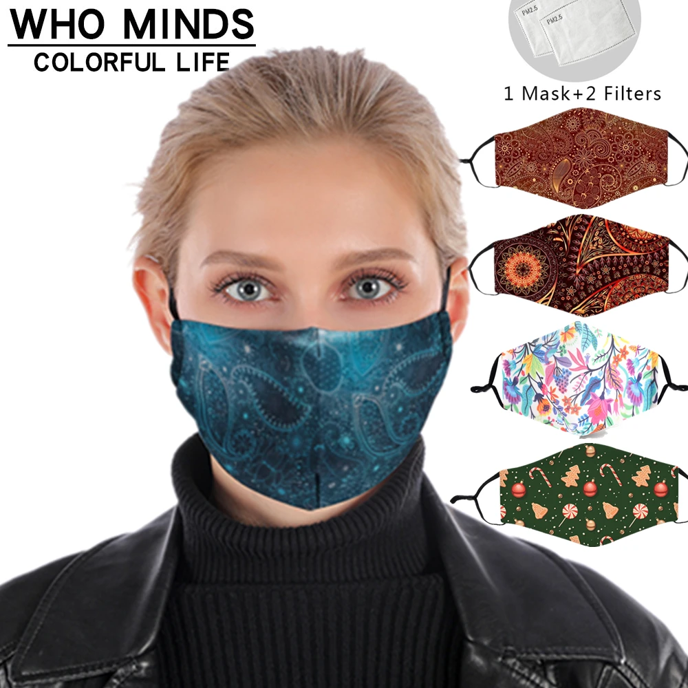 Bandana Opakovane Úst Maska Umývateľný Tvár Masku S Filtrom PM2.5 Vetru Úst-utlmiť Baktérií Proti Chrípke Maska Paisley Vzor