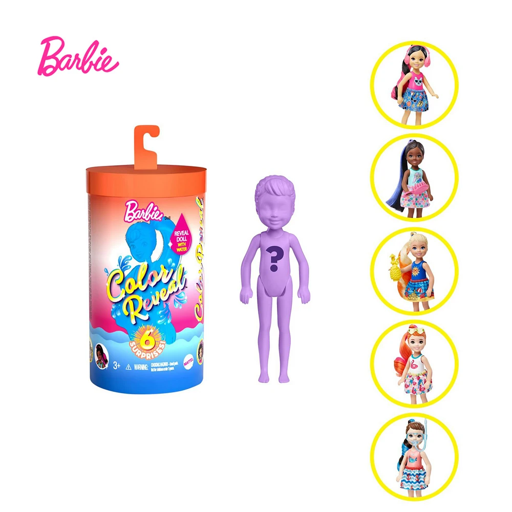 Barbie Farbu Odhaliť Málo Kelly Chelsea Vonkajšie Štýlová Bábika Teploty, Snímanie Zafarbenie 6 Prekvapení, Slepé Okno Hračky GTP52