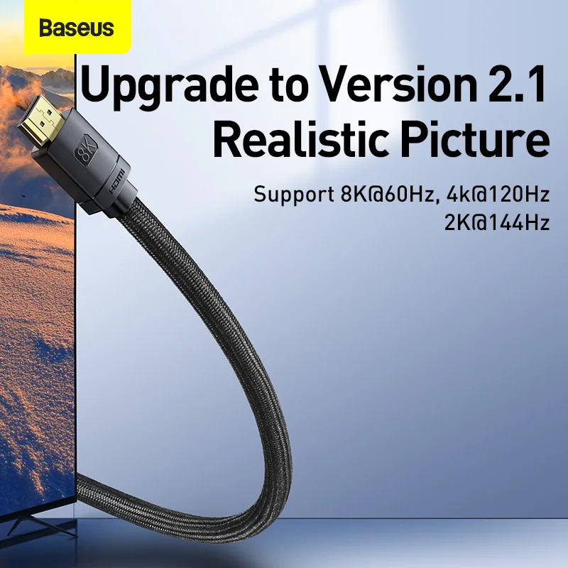 Baseus 8K Kompatibilný s HDMI Cablefor Xiao Mi Okno 48Gbps Digitálneho pre PS5 PS4 HDMI-Compatible2.1 Kábel Rozdeľovača 8K/60Hz Káble