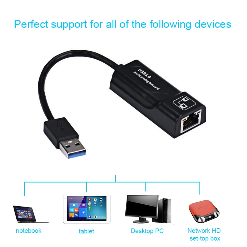 Basix USB Ethernet Usb3.0 RJ45 Externé Sieťové Karty USB 3.0 Na Rj45 LAN Adaptér s 10/100/1000Mbps Gigabit Ethernet pre PC