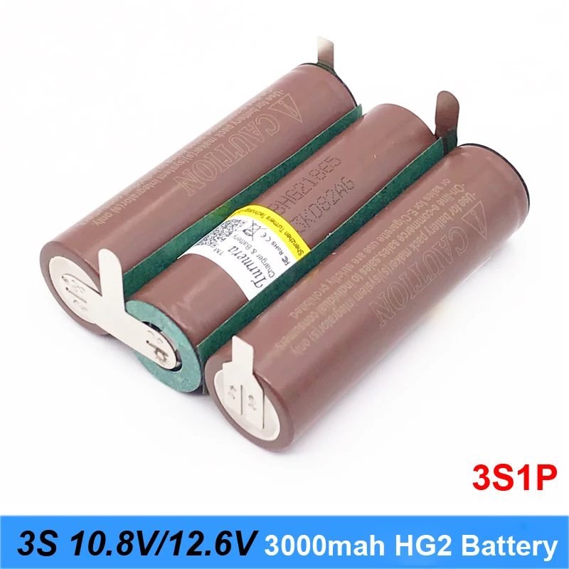 Batéria 18650 hg2 3000mAh 20amps pre 10.8 v 12,6 v skrutkovač batérie zváranie, spájkovanie pásy 3S 3S2P 12,6 v batériu (prispôsobiť)
