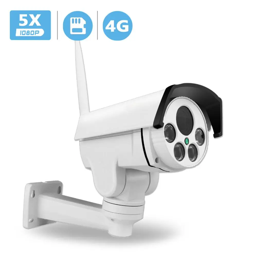 BESDER 1080P 4G 3G SIM Karty, IP Kamery, Wifi, Vonkajší Bullet PTZ 5X Auto Zoom Pan Tilt Video Kamera, Bezdrôtové ONVIF SD Kartu