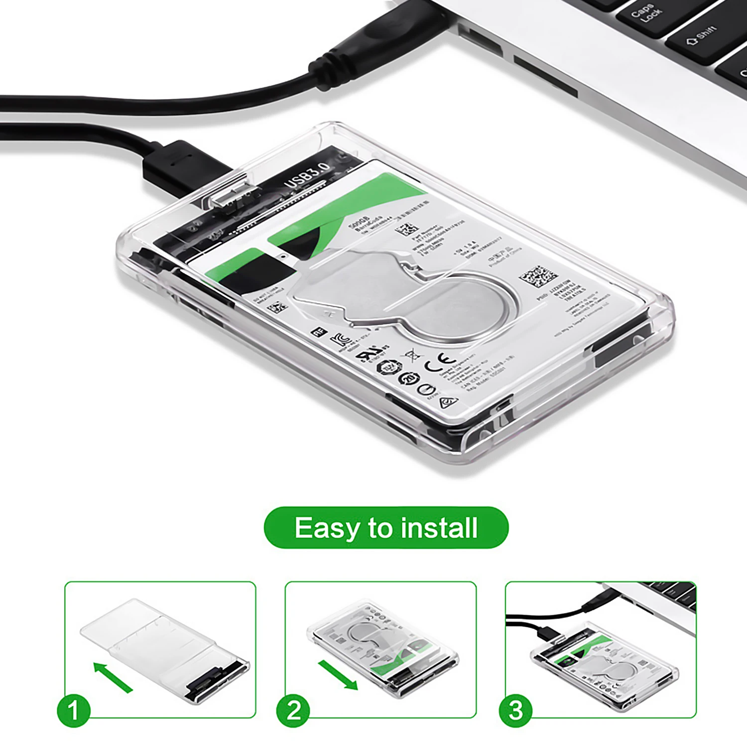 Bevigac USB 3.0 vysokorýchlostné Externý Pevný Disk Krytu Úložný Box Case pre 2,5 palca Sériový Port 7/9.5 mm, SATA, SSD
