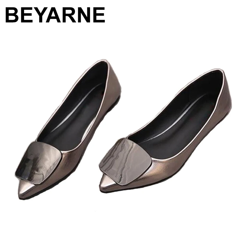 BEYARNE2019 plochých topánky s ukázal prst pracka pre ženy, kožené mokasíny, dámske topánky, členkové topánky pre ženy, E1100
