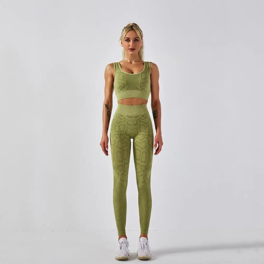 Bezšvové jogging cvičenie vyhovuje Squat Dôkaz Športové legíny Serpentíny jogy oblečenie žien Python model Beží gym fitness sady