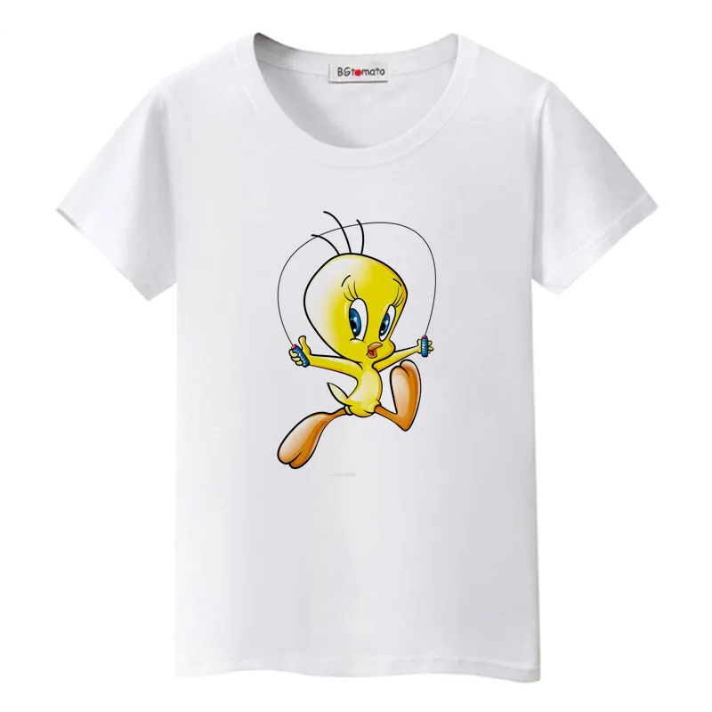 BGtomato funny little duck tlač tričko krátky rukáv bežné topy populárne streetwear krásne kreslené t-shirt ženy