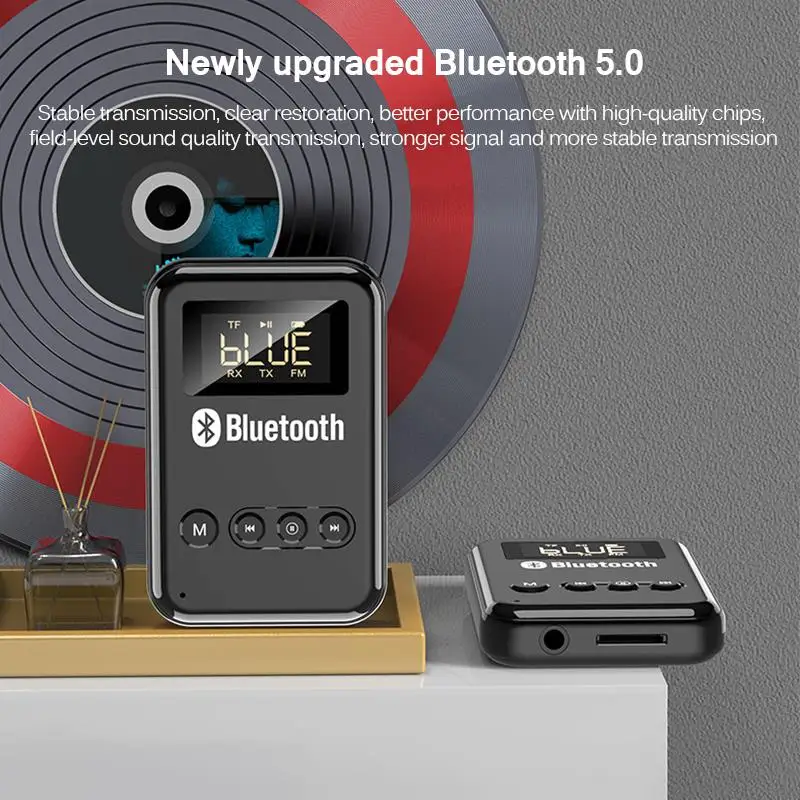 Bluetooth 5.0 Prijímač Vysielač Stereo Hudby Auto FM Slúchadlá Reproduktory Adaptér Podporuje TF Kartu