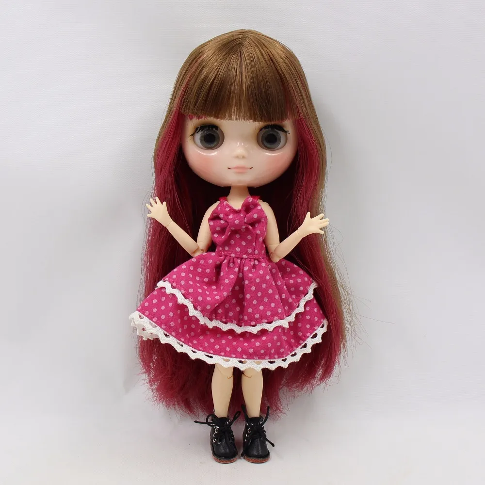 Blyth Middie Bábika červená mix hnedé vlasy spoločné bábika lesklé tvár 1/8 bábiky hračky 20 cm