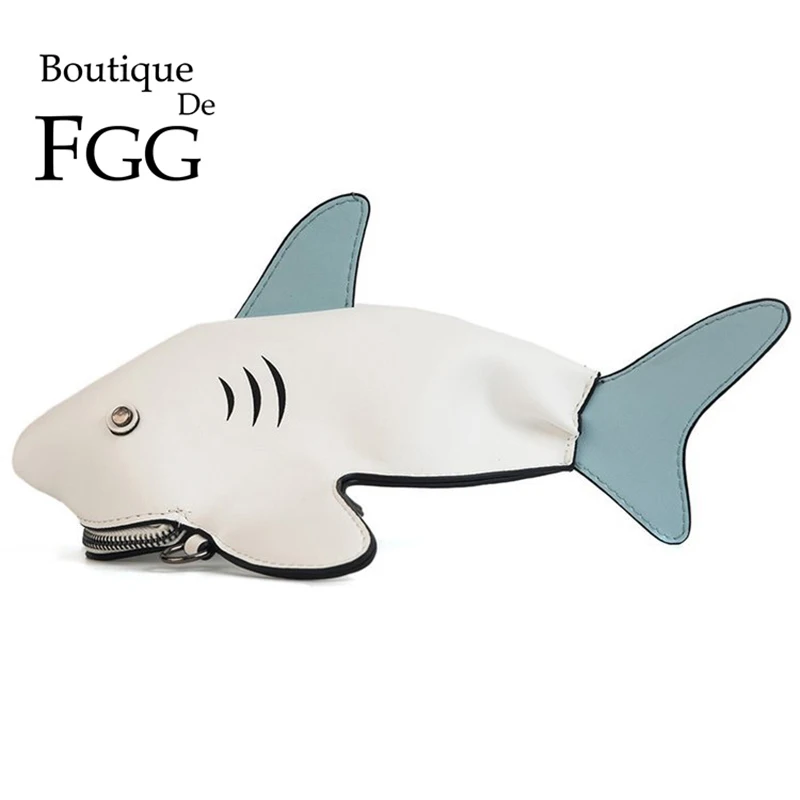 Boutique De FGG PU Faux Kožené Nové 3D Zvierat Dizajn Shark Crossbody Tašky pre Ženy Spojka Kabelku Ramenný Kabelky Messenger Taška