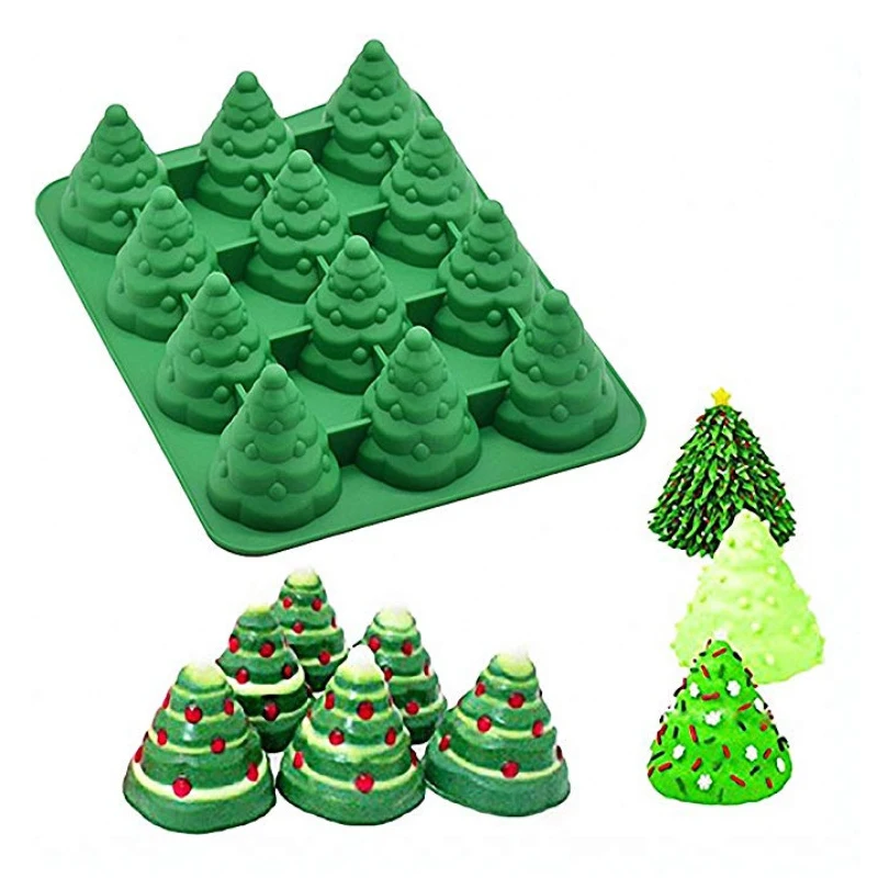 BPA Free 12 Spoločnosti Vianočný Stromček Tortu Formy Silica Gel Pečenie Formy 3D Čokoládová Torta Riadu Vysokej Kvality Tortu Nástroje