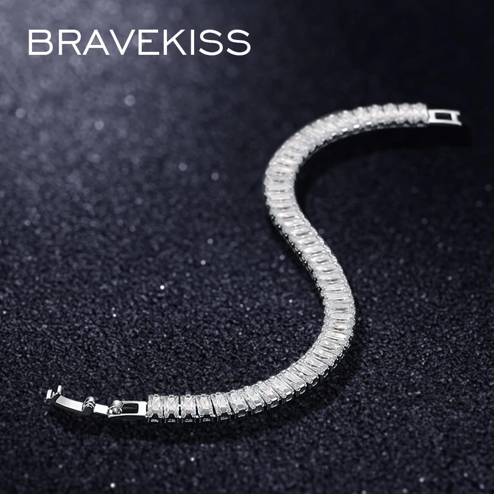 Bravekiss Luxusné Obdĺžnik Jasné, 3A+ CZ Náramky pre Ženy Priateľmi Náramky Tenis Náramok Prívesky, Šperky Femme UB0182