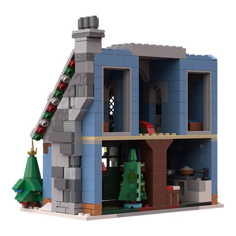 Buildmoc Mesta Budovy Na Ulicu Vianočný Dom Santa Claus V Zime Chata Obec Strom Sady Stavebné Kamene Vianočné Hračky