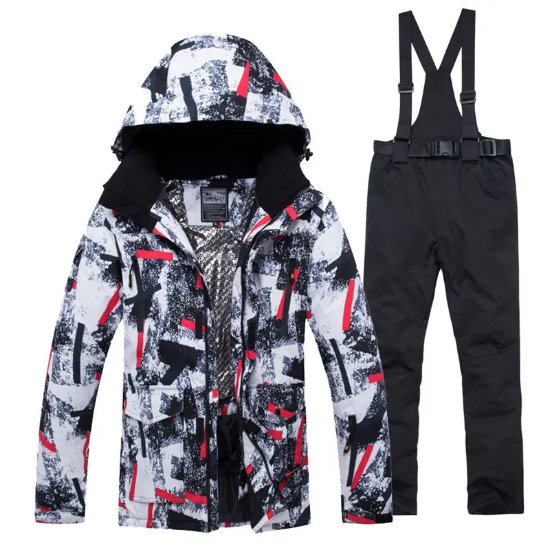 Bunda + Popruh nohavice Sady pánskom obleku Snehu outdoorové športové Oblečenie snowboarding sady vetru nepremokavá zimná Kostým Lyžiarskeho oblečenia