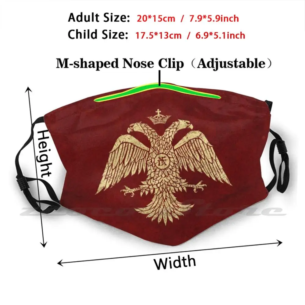 Byzantská Ríša Eagle-Vintage Zlato Umývateľný Trendov Prispôsobené Pm2.5 Filtra Maska Byzantskej Ríše Dvojité Čele Eagle