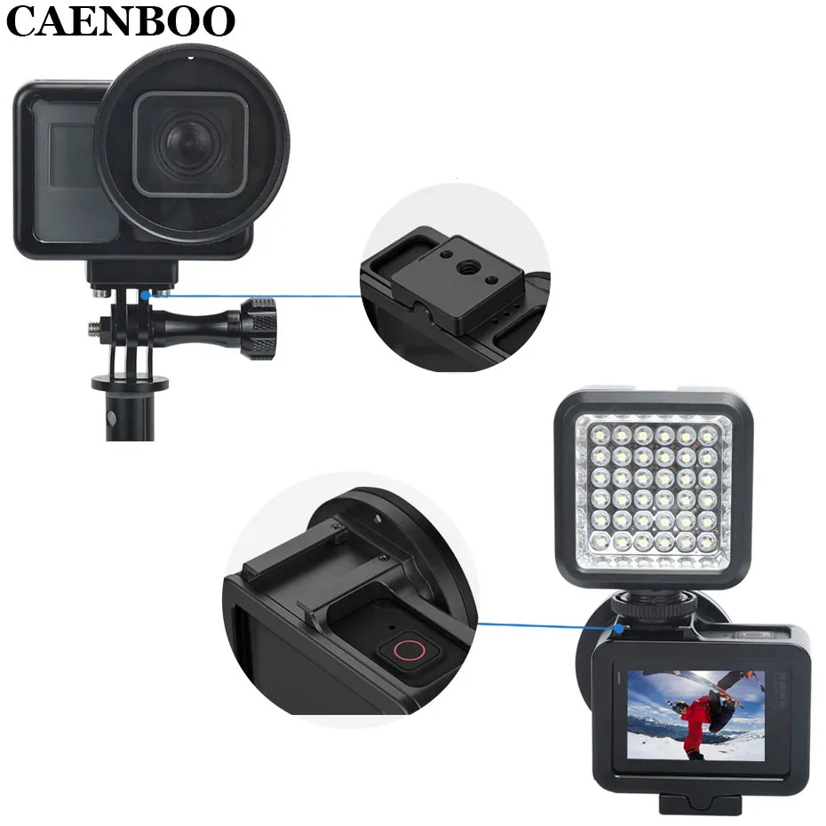 CAENBOO Športové puzdro Pre GoPro Hero 5/6/7 Black 2018 Bývanie Shell+Objektív 52mm Filtra Go Pro Hero5 6 Pevný Kovový Ochranný Kryt