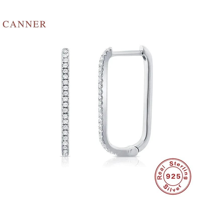 CANNER U-Tvarované Micro Vykladané Osobnosti Náušnice Pre Ženy Reálne 925 Sterling Silver Náušnice Obruče Jemné Šperky Pendientes