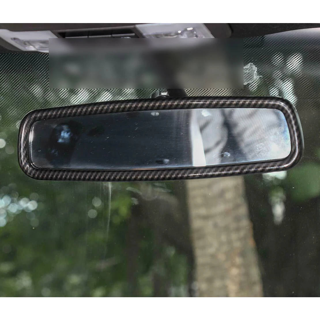 Carbon Fiber Textúra Vnútorné Spätné Zrkadlo Trim Krúžok Kryt vhodné pre Ford F150 Mustang 2016 2017