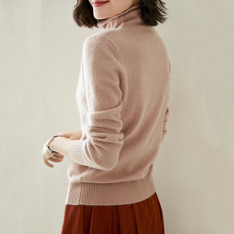Cashmere turtleneck sveter pre ženy pevné pulóver zime teplé prírodné vlny bunda elegantné pletené top žena mikiny svetre