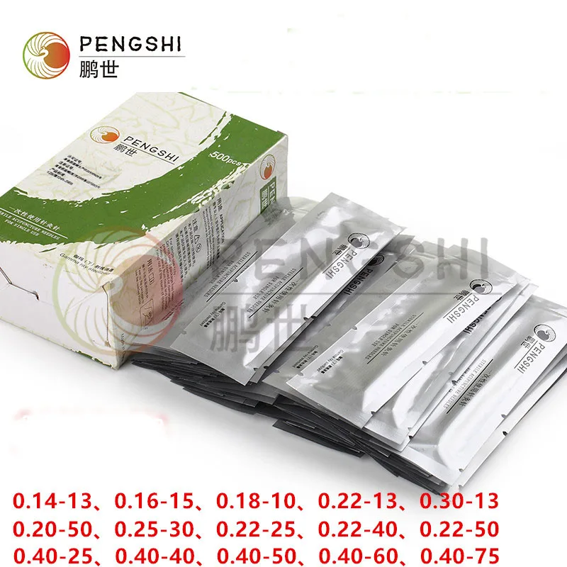 Celkom 0,40*25/40/50/60/75mm Peng Shi akupunktúrne ihly sterilné jednorazové použitie ihly 500/box mať iných veľkosť