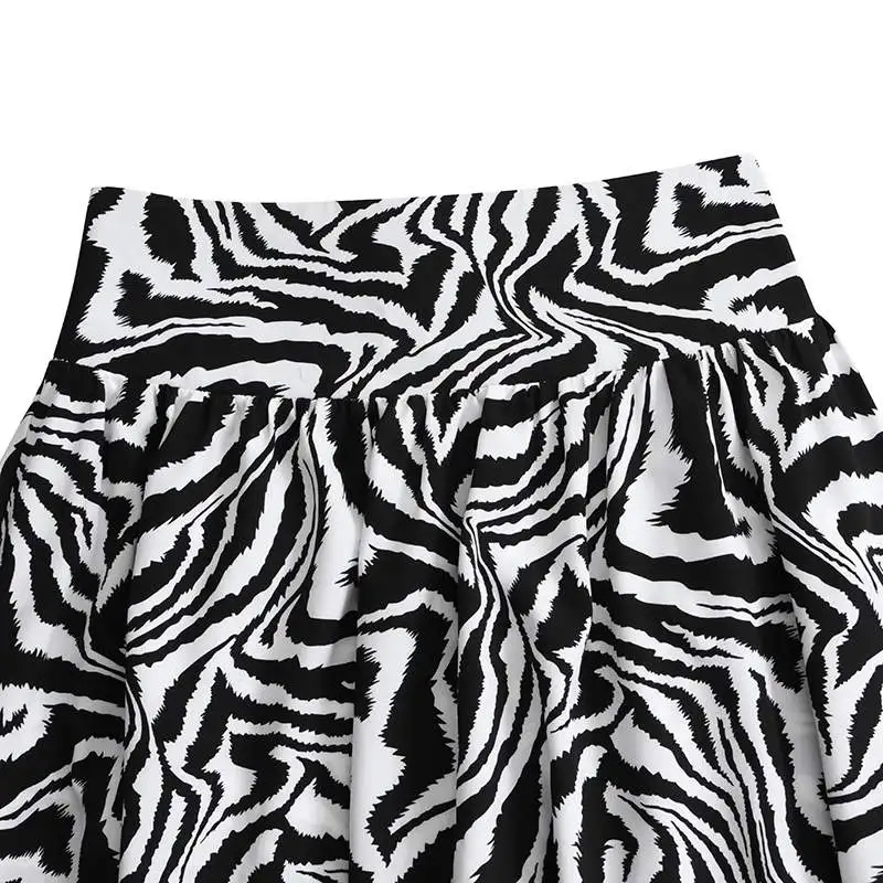 Celmia Nadrozmerné Ženy Maxi Sukne 2021 Módne Vysoký Pás A-Line Sukne Vintage Buttoms Príležitostné Voľné Zebra Vytlačené Strany, Sukne