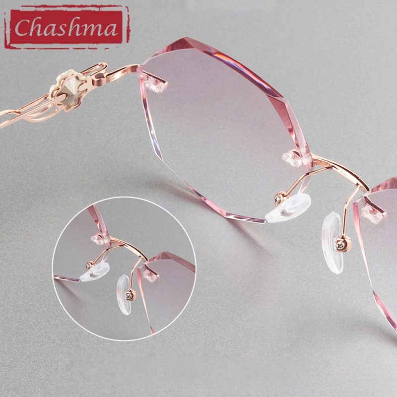 Chashma Optické Sklá bez obrúčok Titanium Light Okuliare Módne Okuliare Rám pre Ženy Diamantom Opracované Kamene Krištáľ