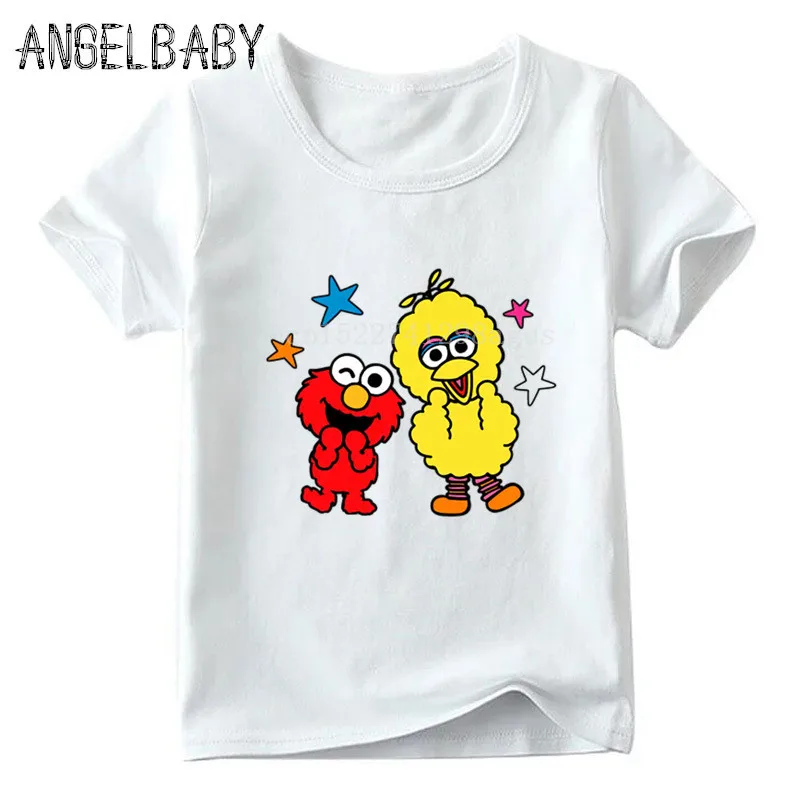 Chlapci/Dievčatá Sesame Street Karikatúra Tlače T-shirt Deti Letné Topy Deti Cookie Monster a Elmo Vtipné Detské tričko