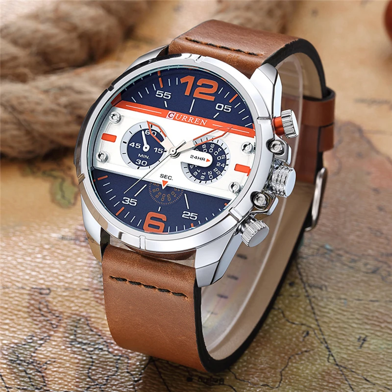 Curren 8259 Top Značky Creative Quartz hodinky mužov Luxusné Bežné quartz-sledovať Jednoduchý Módny Návrhár popruh hodiny mužskej Nové