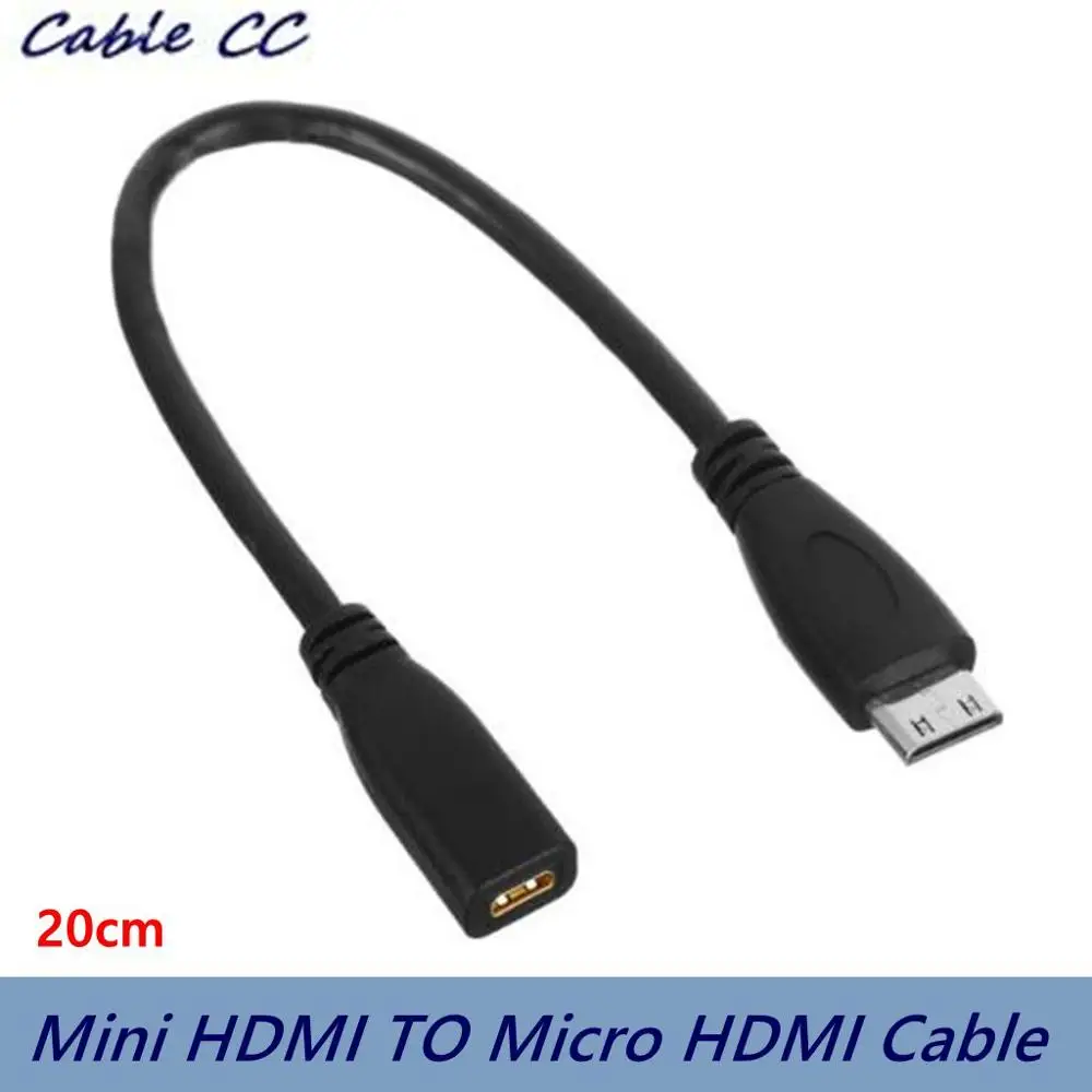 D-typu Micro HDMI v1.4 zásuvky žena C-typ mini HDMI samec converter kábel pre notebook videokamera digitálny fotoaparát 20 cm