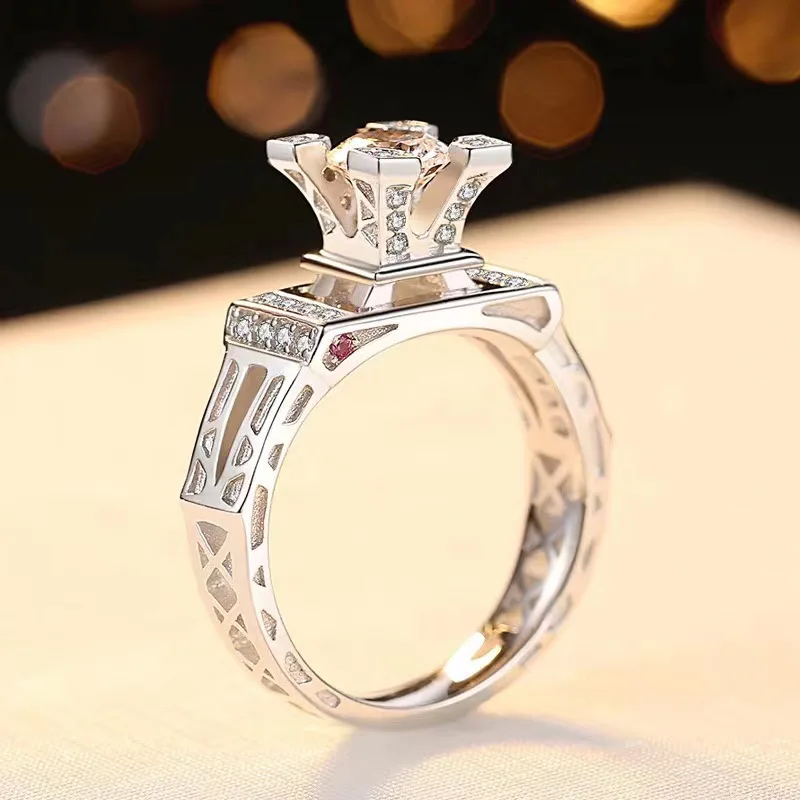 D VVS1 1ct moissanite Krásne niť krúžok, 925 Sterling Silver Diamond ring. Módne šperky