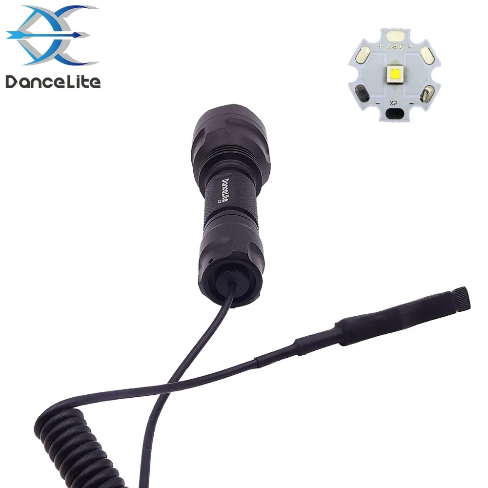 DanceLite C8 Taktické Pochodeň s XP-L HI LED Lov Svietidlo Svietidlo + 2-REŽIM Vzdialenej Prepínač