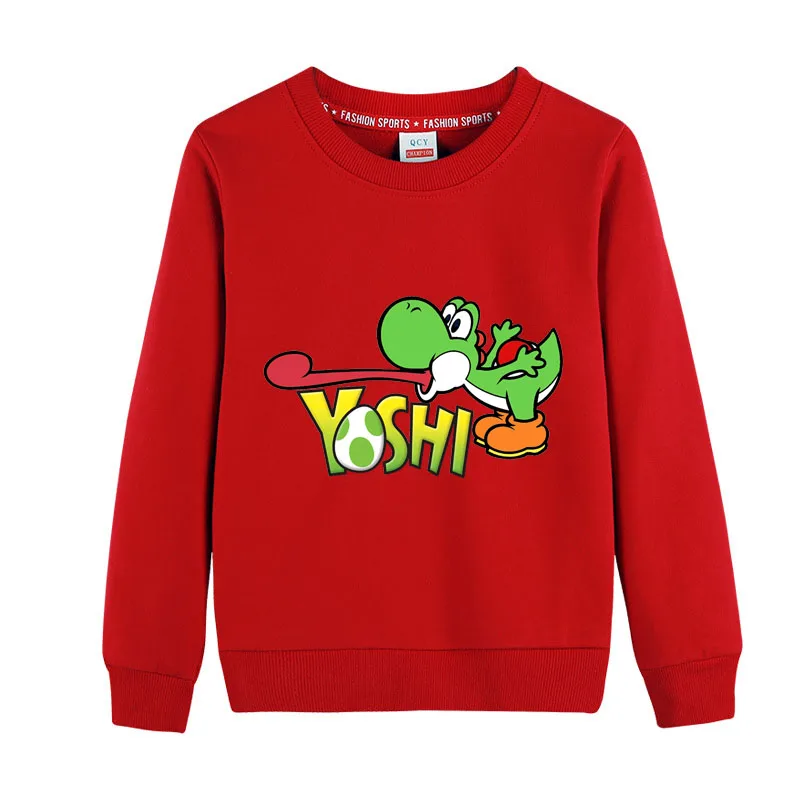 Deti Cartoon Yoshi T Shirt Deti Oblečenie Bavlna Top Tees Chlapci Dievčatá Mikina 4-12T Hoodie