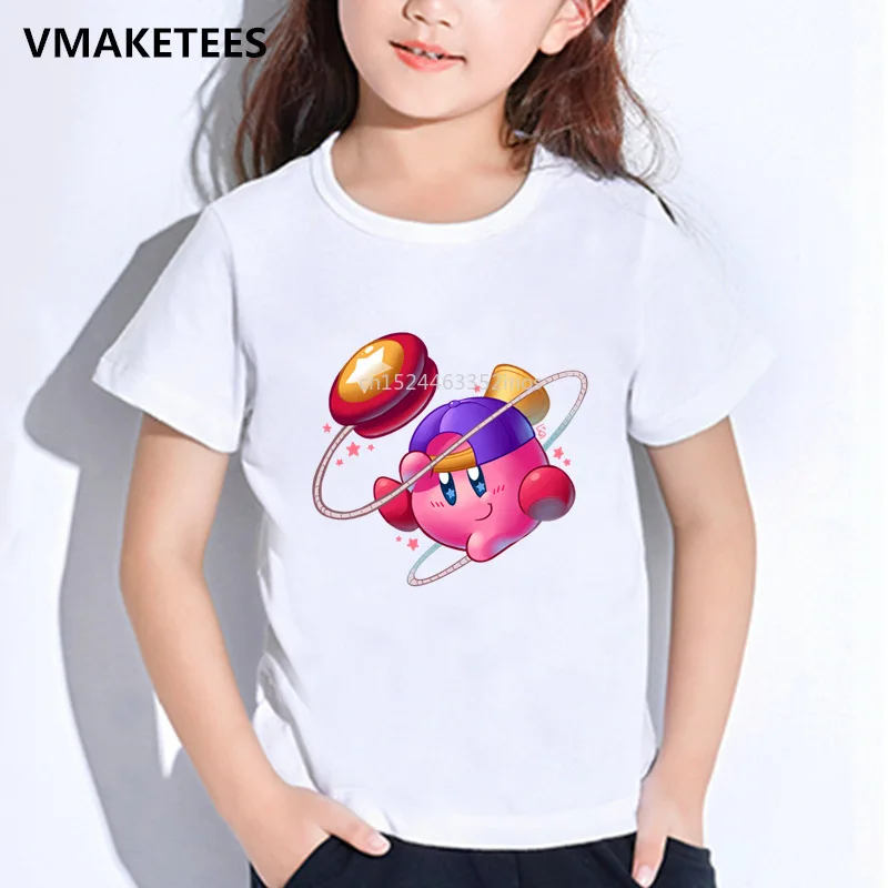 Deti Letné Dievčatá a Chlapci T shirt Deti Arcade Koláž Kirby Karikatúra Tlače T-shirt Kirby ' s Adventure Vtipné Detské Oblečenie