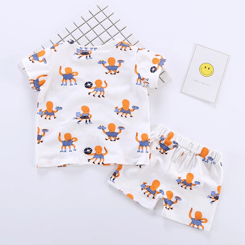 Deti Letné Oblečenie Sady Octopus Tlačené Karikatúra Set Baby Chlapci, Dievčatá T-shirts + Šortky 2ks Vyhovuje 2019 deti Oblečenie