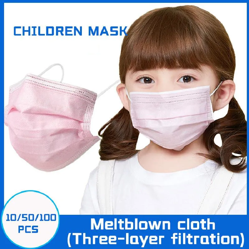 Deti Masku, Jednorazové 3Ply Ochranné Dieťa Masku na Tvár Filter Handričkou Netkaných Úst Maska PM2.5 Prachu Deti Masky, Biela, Ružová, Čierna