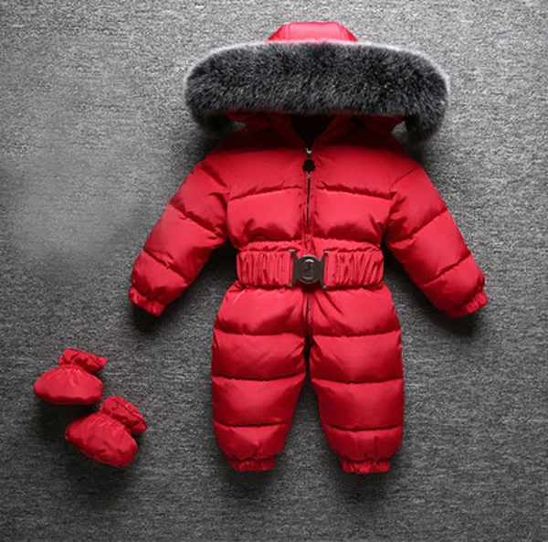 Detské zimné dole jumpsuit Prírodné kožušiny