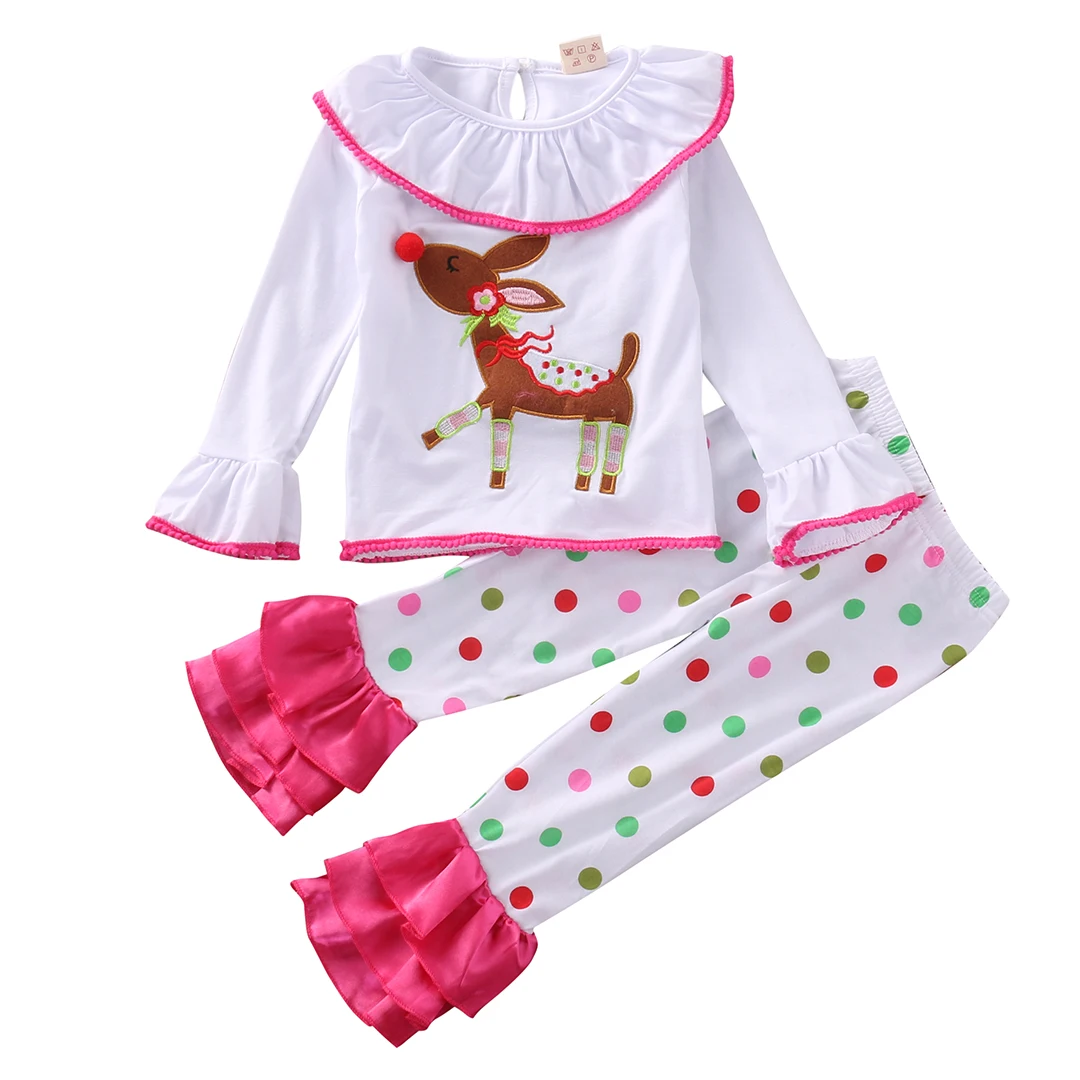 Dievčatko Bodky Svetlice Rukáv Oblečenie Set 2KS, Baby, Deti, Dievčatá, Vianočné Pyžamo Pyžamo Set Oblečenia Sleepwear Pjs Oblečenie
