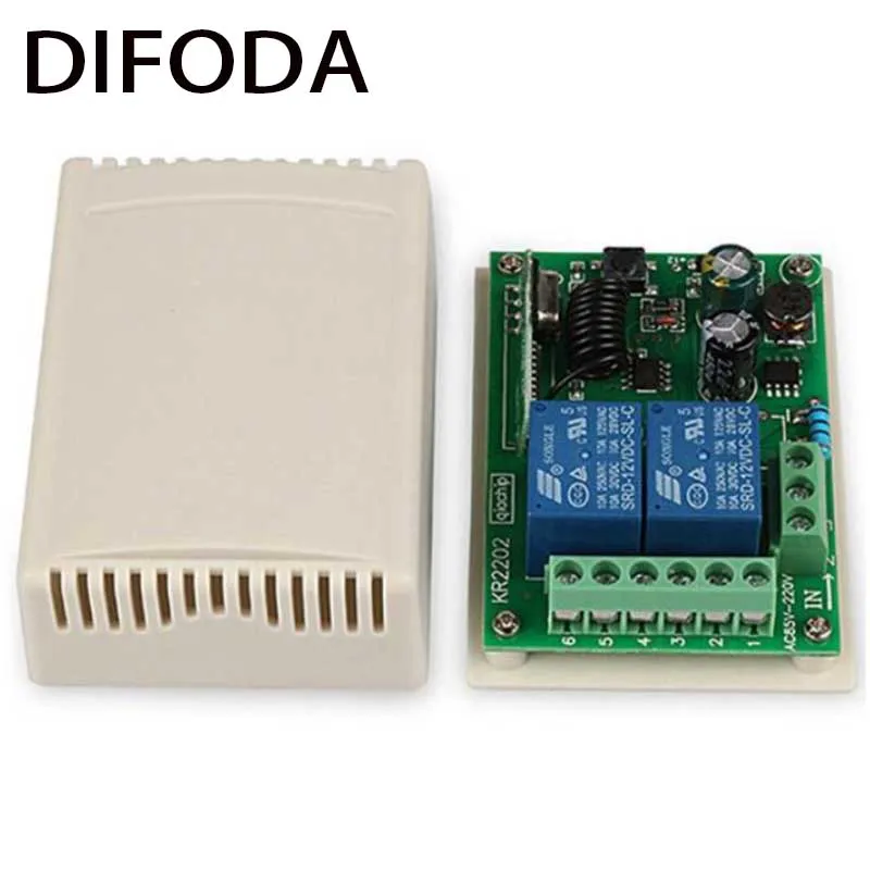 DIFODA 433Mhz AC 110V 220V 2 CH Univerzálne Diaľkové Ovládanie Prepínača VF Relé Prijímač Vzdelávania Tlačidlo Svetlo Smart Modul