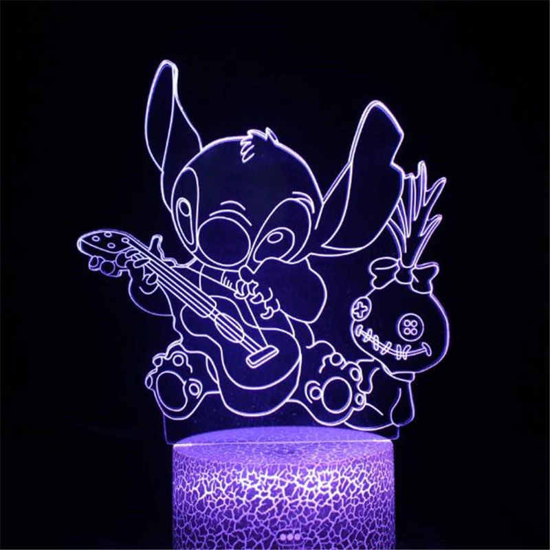 Disney Karikatúry 3D Lampa Lilo & Stitch LED Nočné Svetlo 3D ilúziu Lampa Spálne Dekorácie Lampara Farebné Stolové Lampy Dieťa Dary