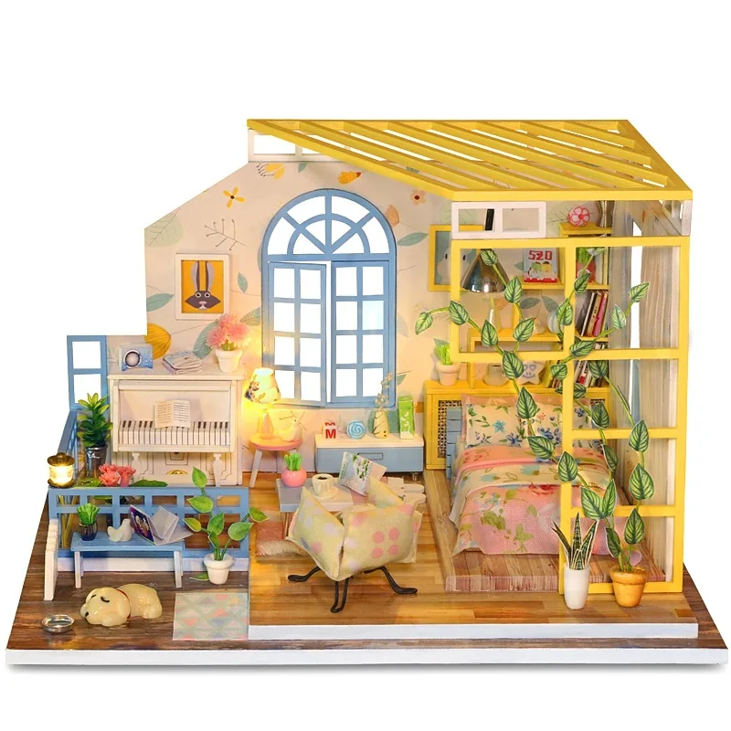 DIY Doll House Kit deti hračky Miniatúrny domček pre bábiky Model Budovy Súprav Drevených Furnitures Hračka Predstierať, že Hrať Narodeniny Valentine Darček