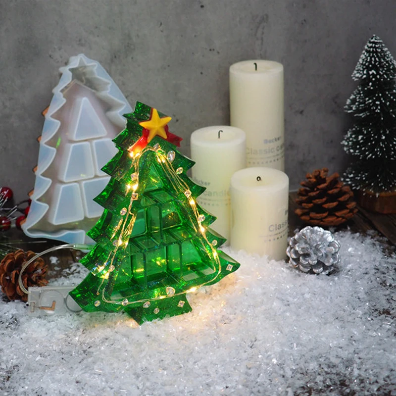 DIY epoxidové živice vianočný stromček úložný box šperky box silikónové formy keramiky tvorby plesní