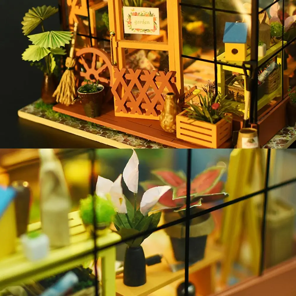 DIY Malý Doll House Cathy Kvet, Dom Drevená Bábika Dom Vzdelávacie Zostavený Model Bez Protiprachový Kryt