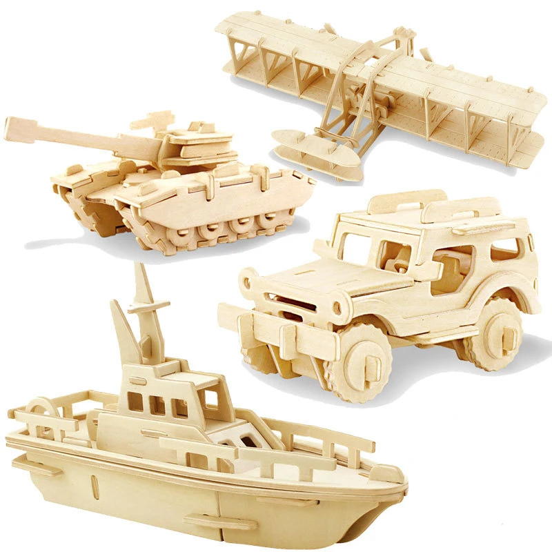DIY Tank vojnová loď Model Auta, Vojenské Série Súpravy na Montáž Tvorivé Zmontované Vzdelávania 3D Drevené Puzzle, Hračky Pre Deti, Darčeky