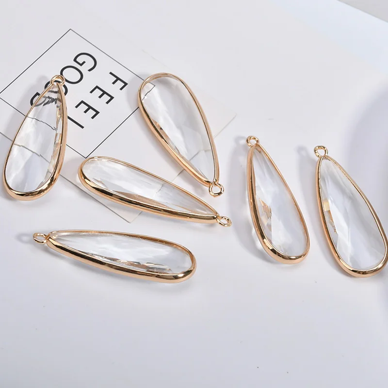 DIY transparentné kvapky vody, obdĺžnikový nepravidelne tvarované krištáľové náušnice, náhrdelník prívesok materiál 1 balenie 4 ks